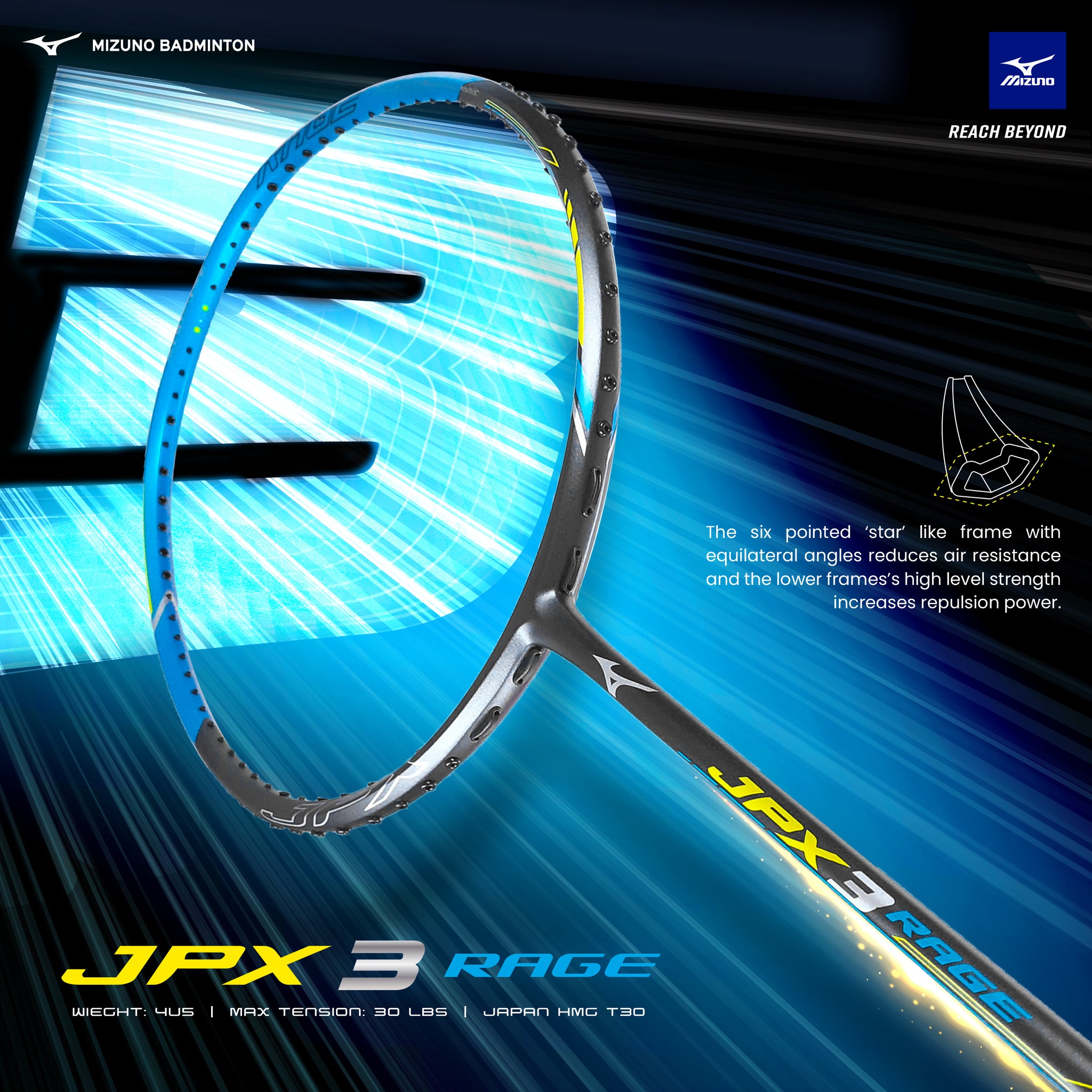 MIZUNO JPX 3 Rage Pro grade badminton racquet for advanced and professional players Badminton People